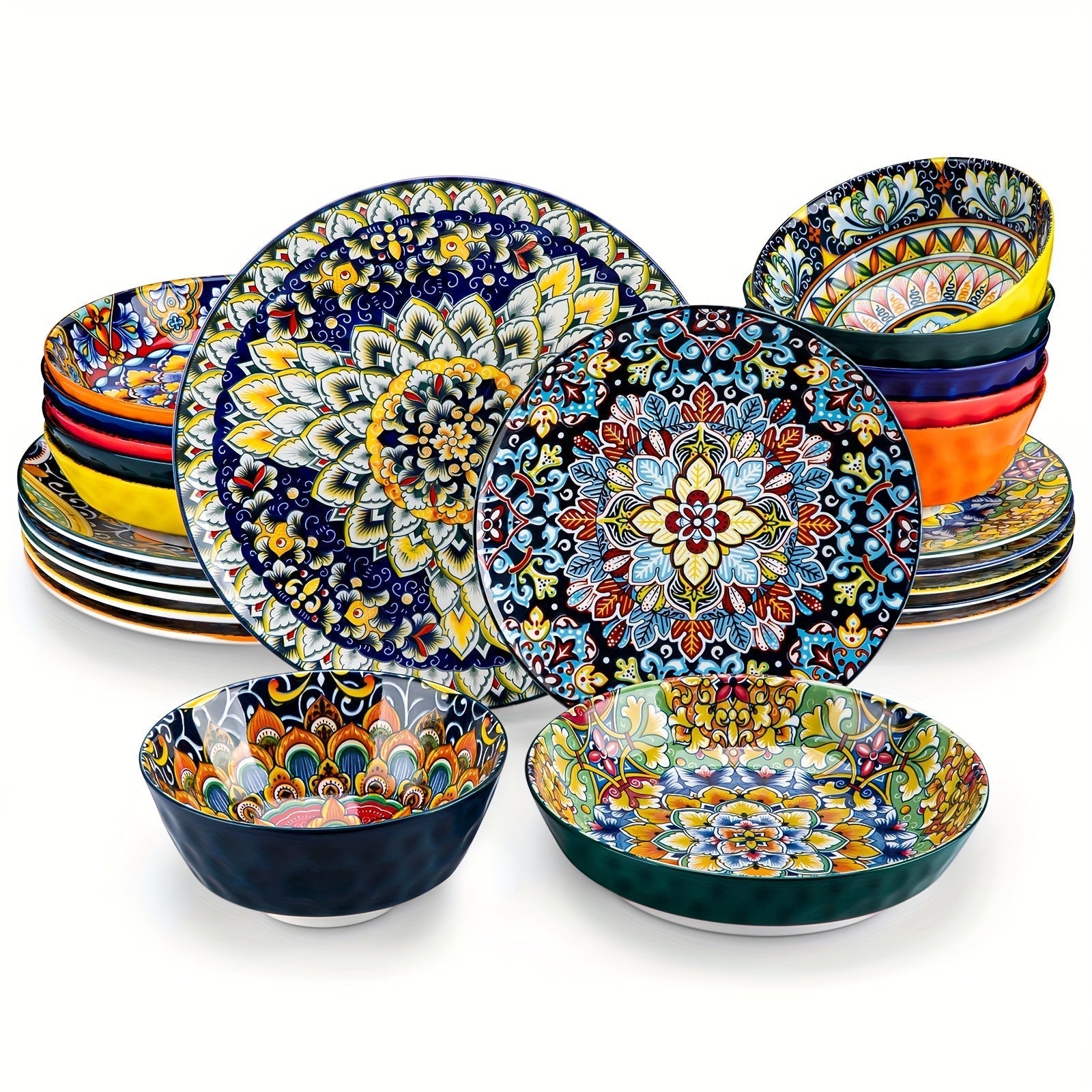 Set da Pranzo da 24 Pezzi – Ceramica in Stile Bohemien