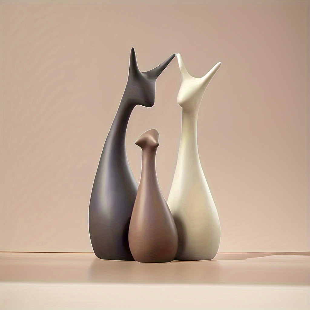 Set di Statue di Cervo in Ceramica – Decorazione di Lusso per Soggiorno e Ufficio