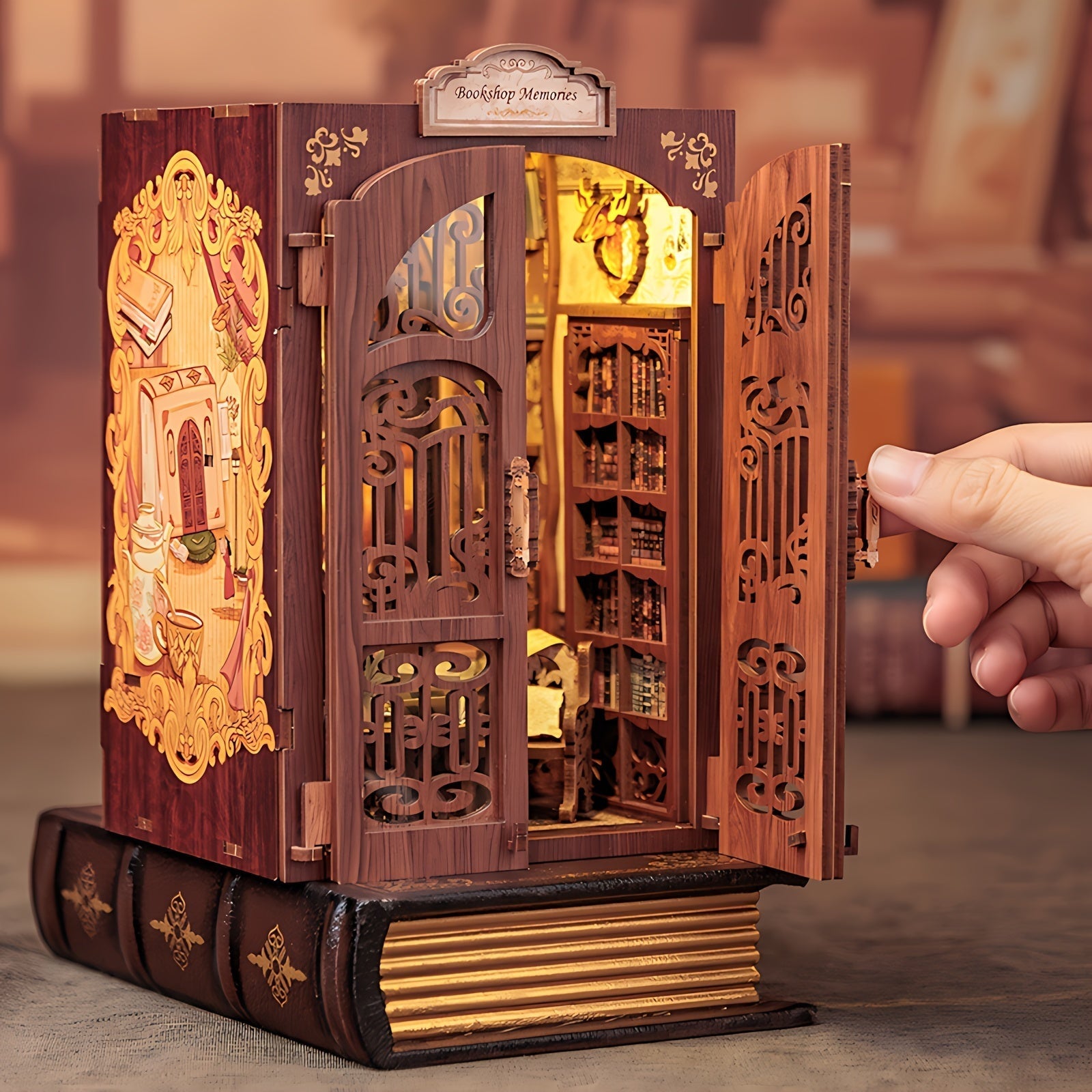 Negozio di Libri Miniatura Fai-da-te – Kit in Legno 3D con Illuminazione per Decorazione Creativa