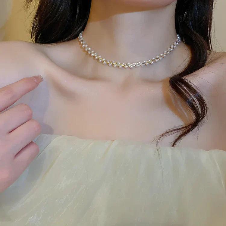 Collana Doppia in Cristallo e Perle – Amira