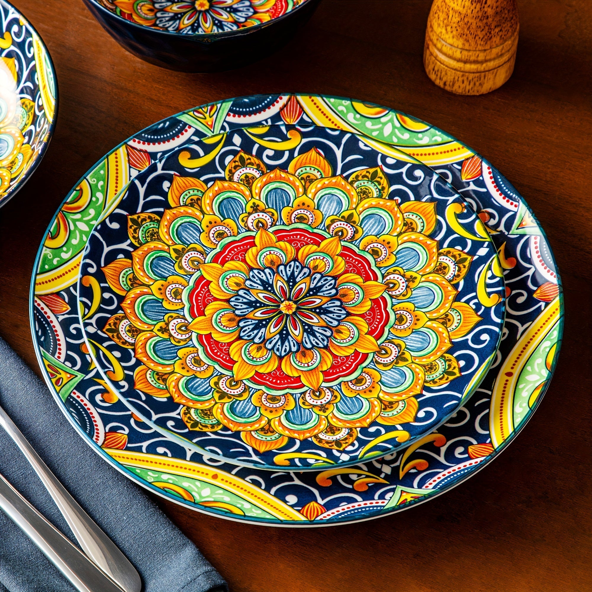 Set da Pranzo da 24 Pezzi – Ceramica in Stile Bohemien