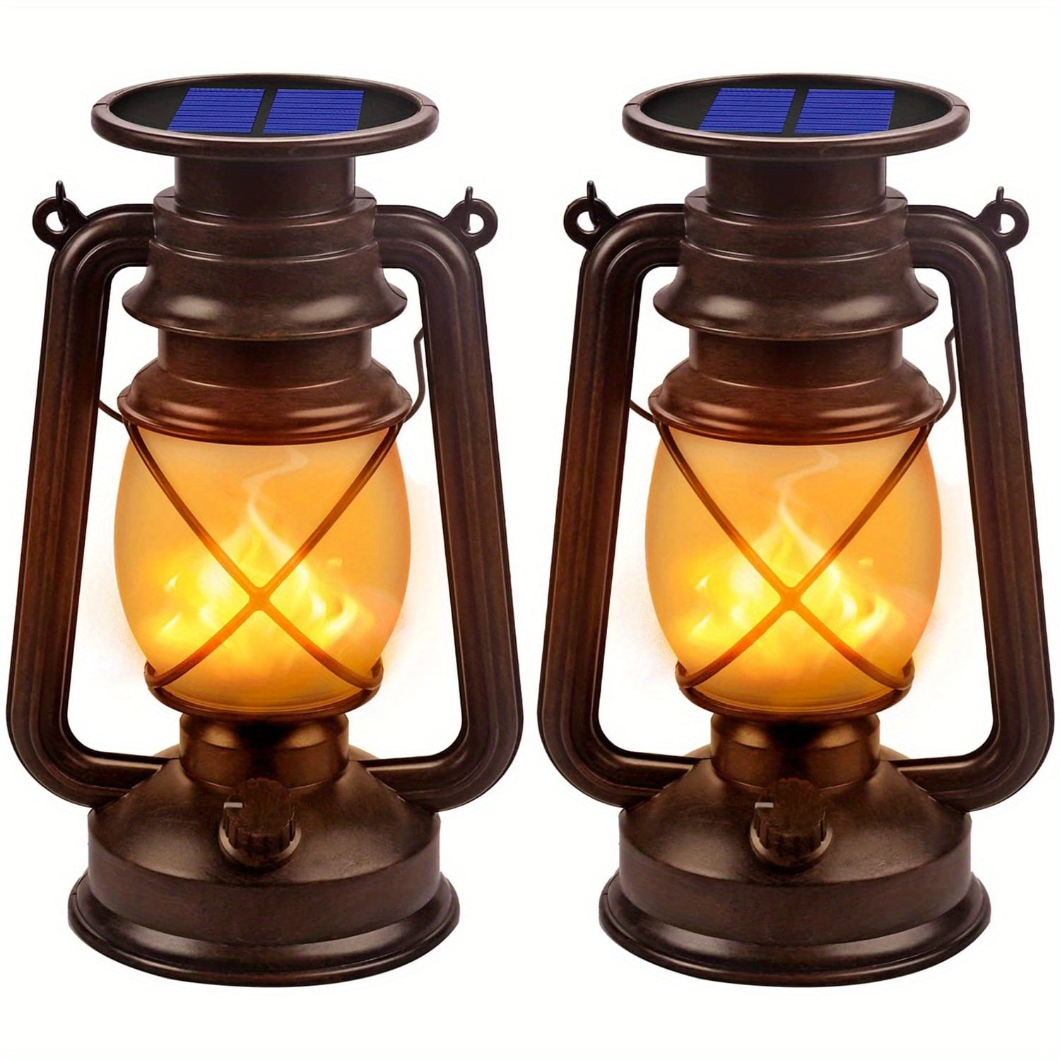 Set di 2 Lanterna Solari – Luci LED a Fiamma Danzerina Vintage per Giardino e Patio
