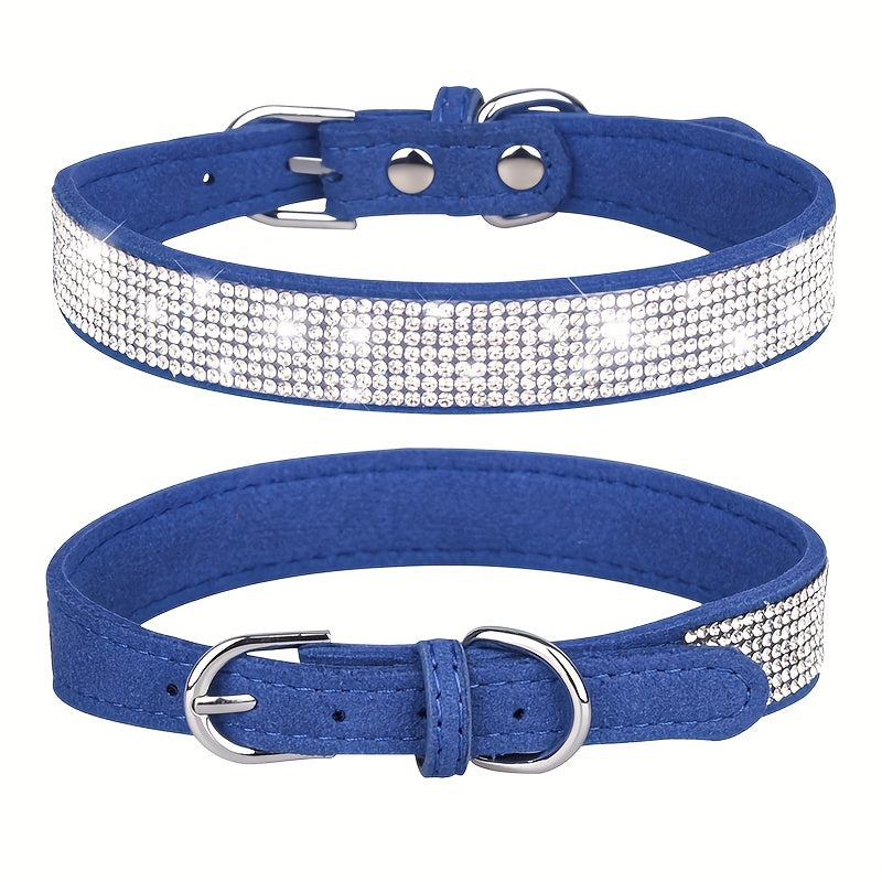 Collare per Cani in Pelle Regolabile con Strass – Forte e Durevole