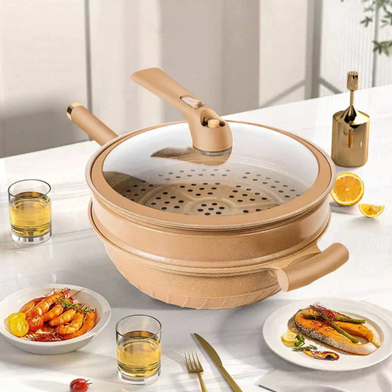 Padella Wok Multi-funzionale con Rivestimento Antiaderente - CookFlex