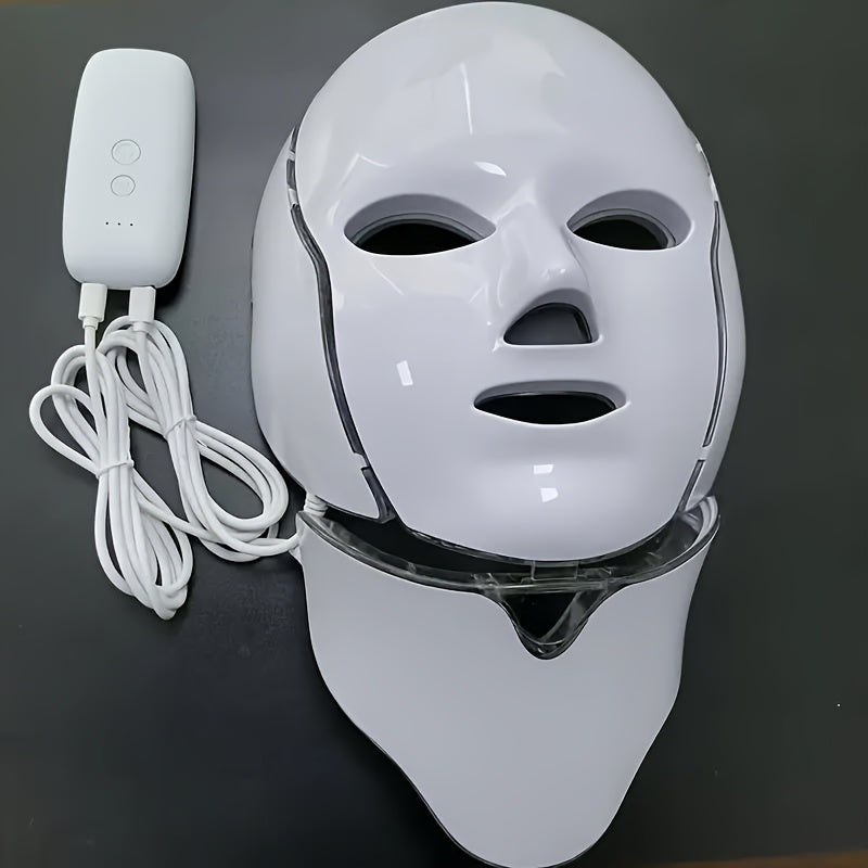 Maschera per il Viso e il Collo a LED 7 Colori – Dispositivo per la Cura della Pelle Ricaricabile USB