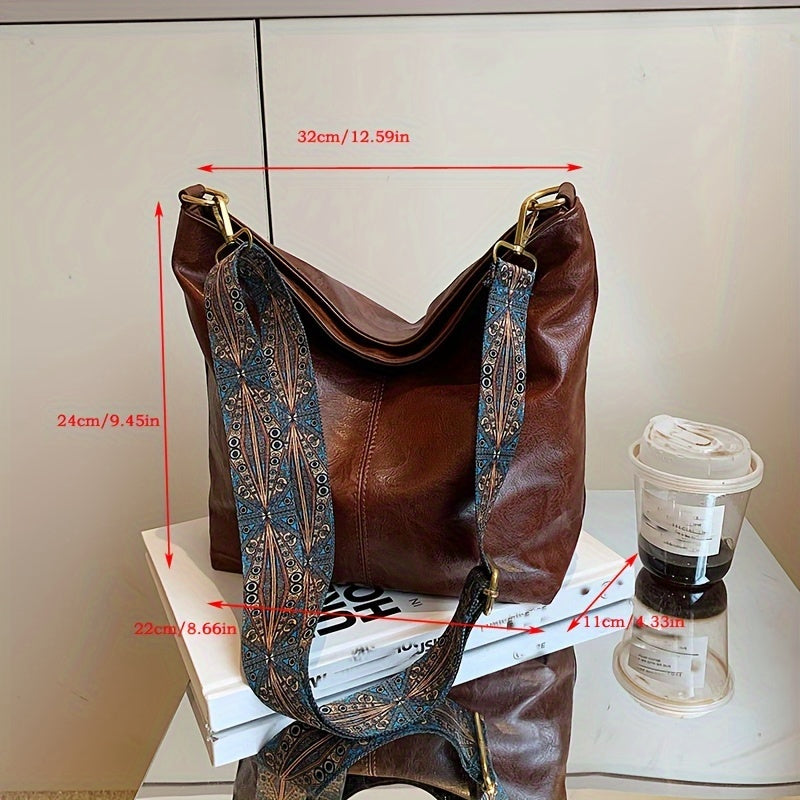 Borsa Geometrica Ampia – Borsa a Spalla di Grande Capacità con Stile Retrò