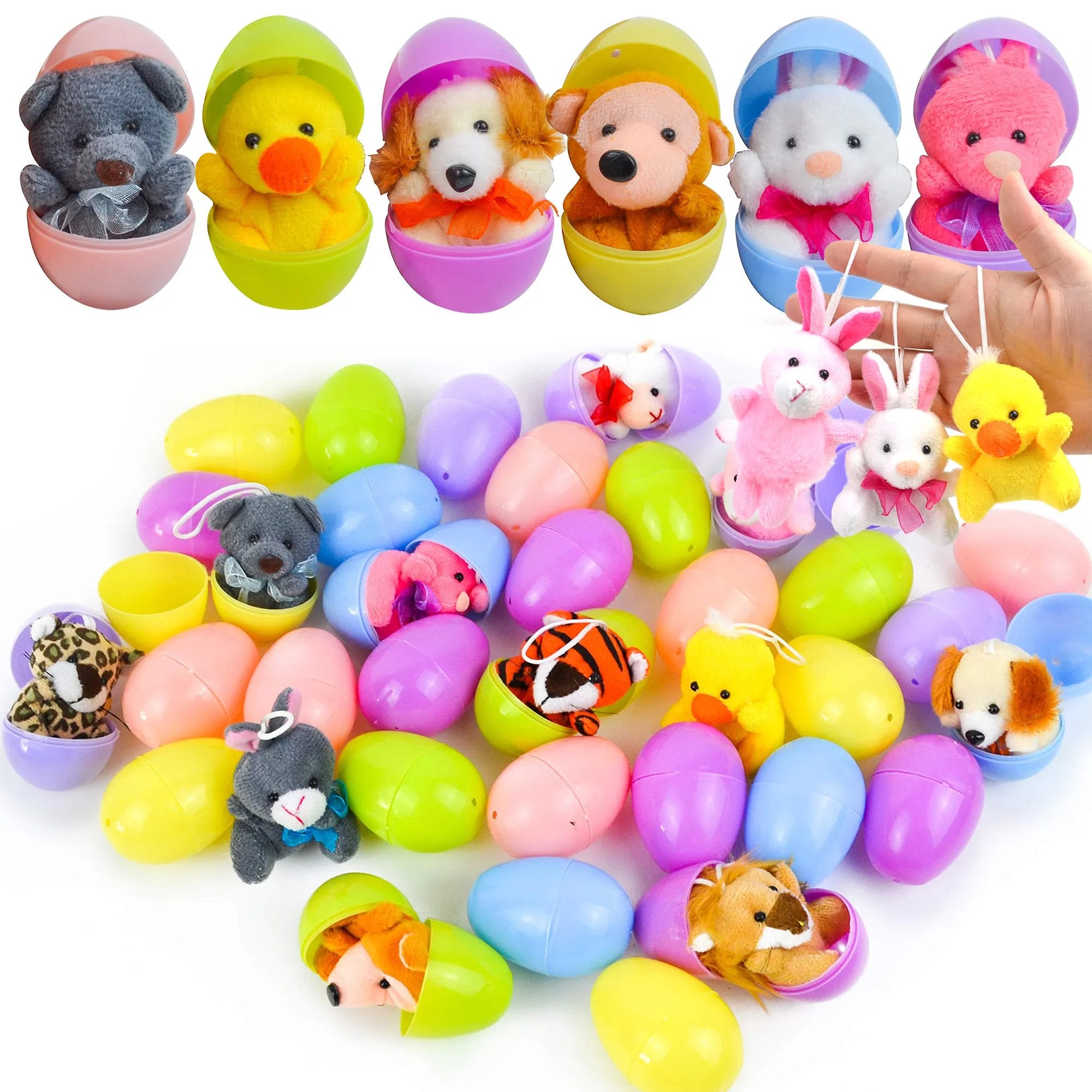 Uova di Pasqua di Peluche con Mini Animali per Bambini – Set di 12 Uova Sorprese