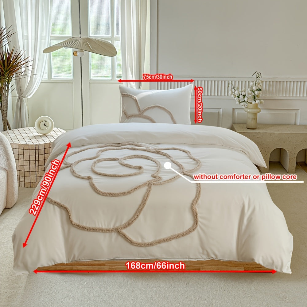 Set di Biancheria da Letto Trapuntato – Copriletto e Federe con Design di Grande Fiore