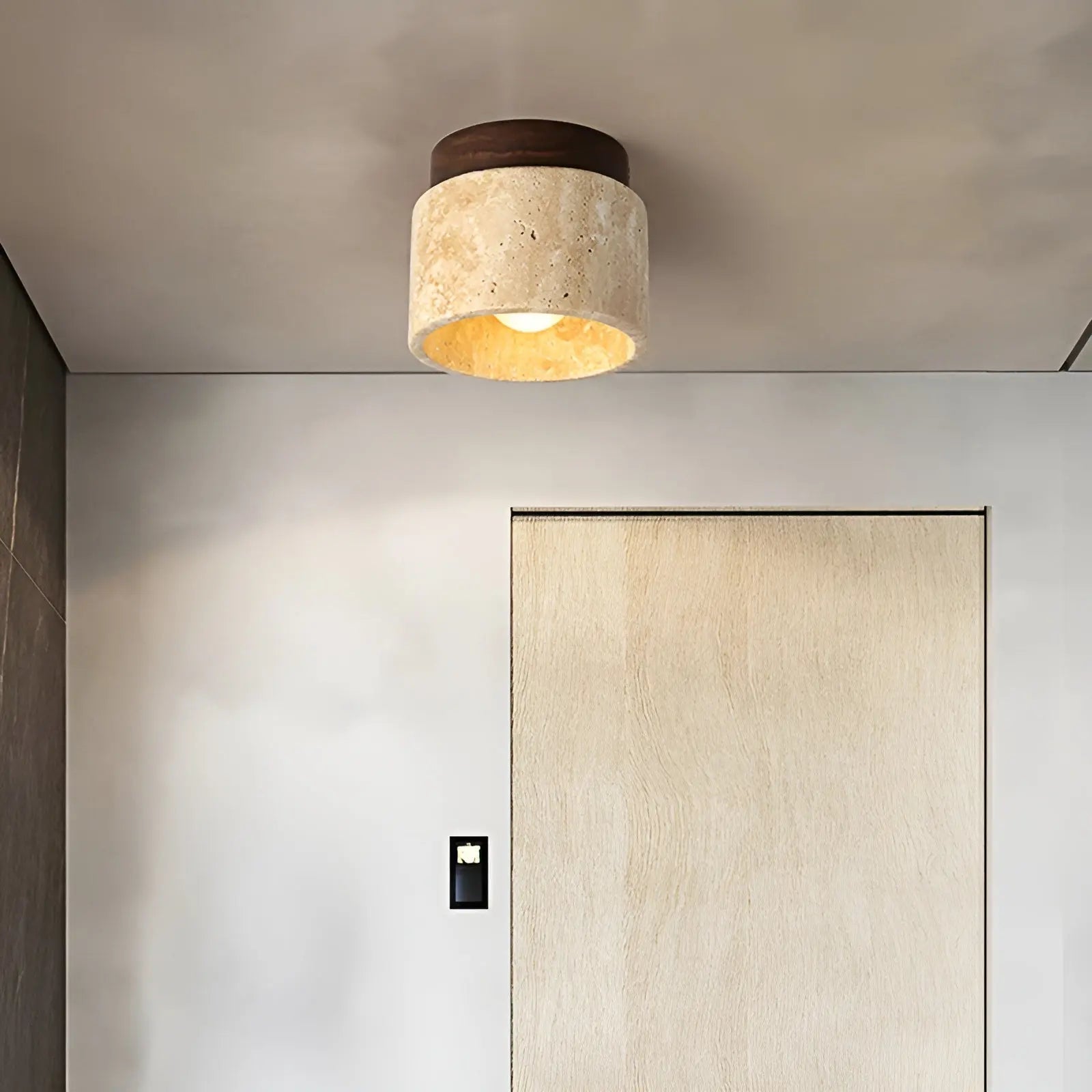 Lampada da Soffitto in Travertino Rustico – TravaGlow