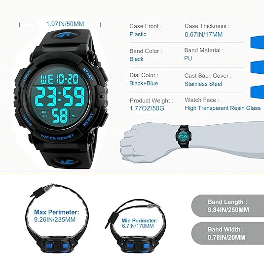 Orologio Sportivo Digitale Impermeabile da Uomo – Martin