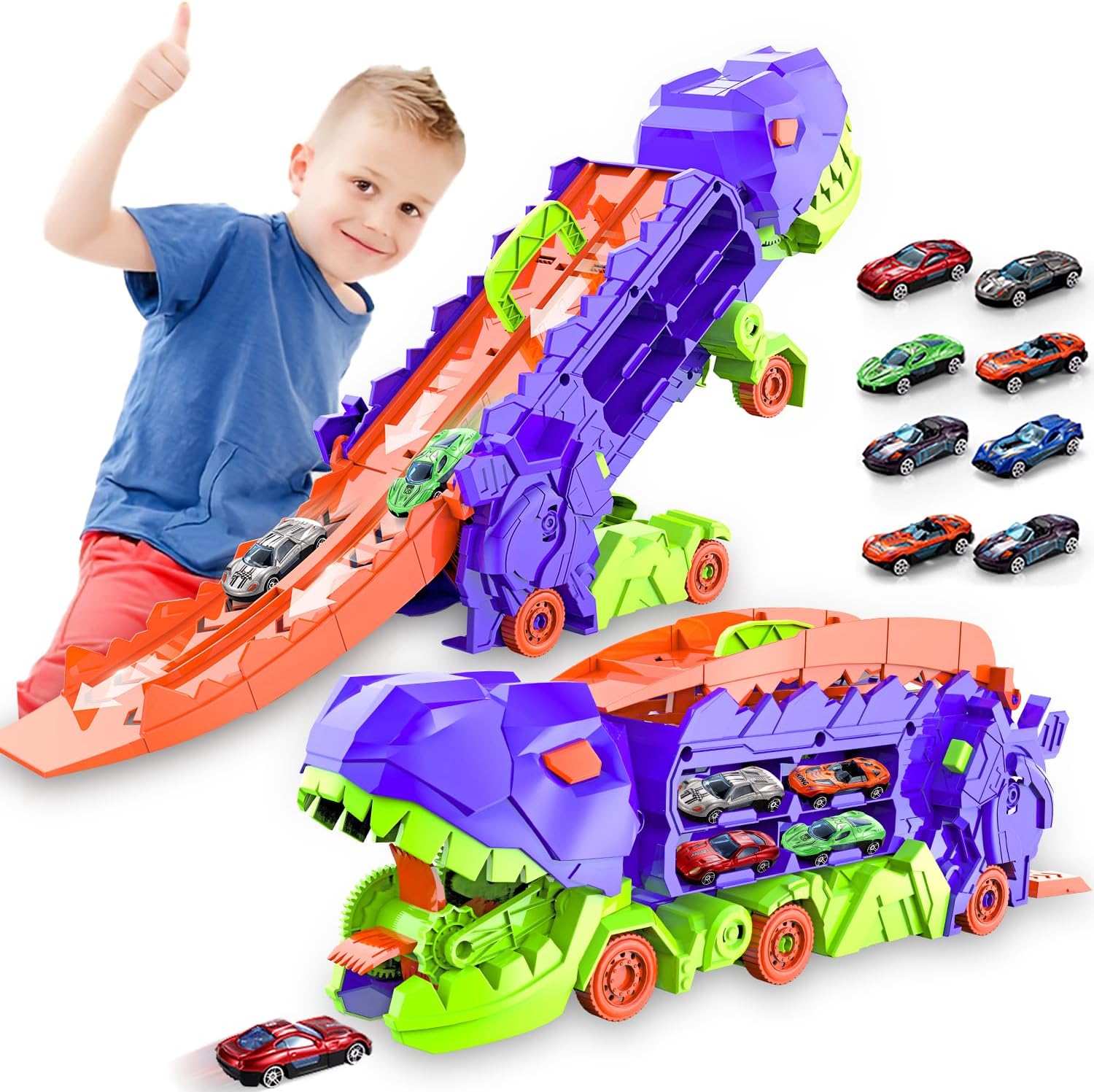 Trasportatore Dino City - Pista da Corsa & Camion Trasformabile