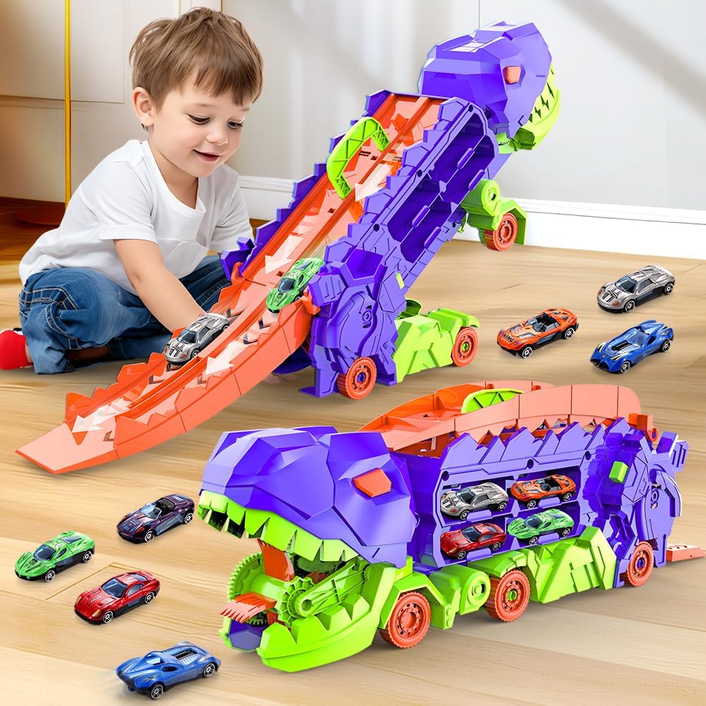 Trasportatore Dino City - Pista da Corsa & Camion Trasformabile