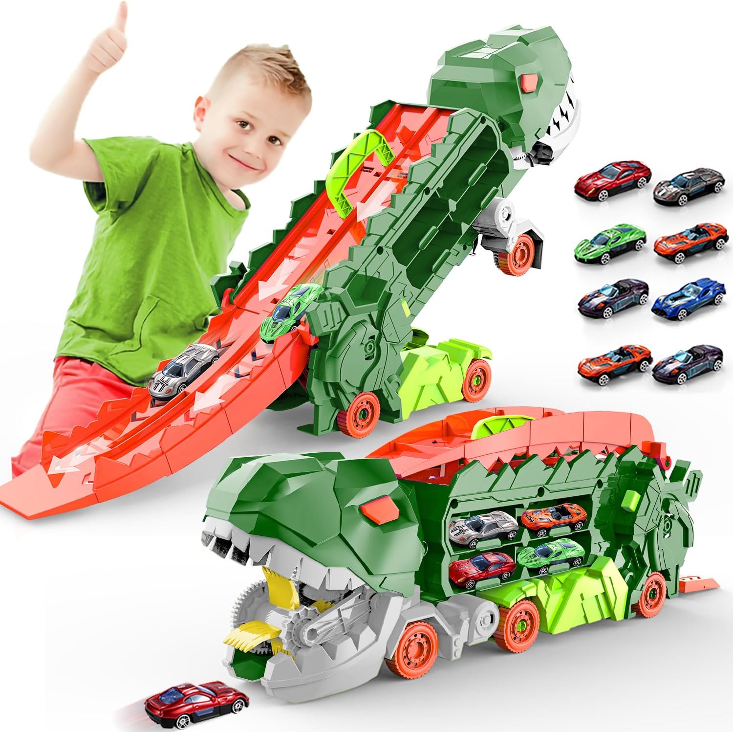 Trasportatore Dino City - Pista da Corsa & Camion Trasformabile