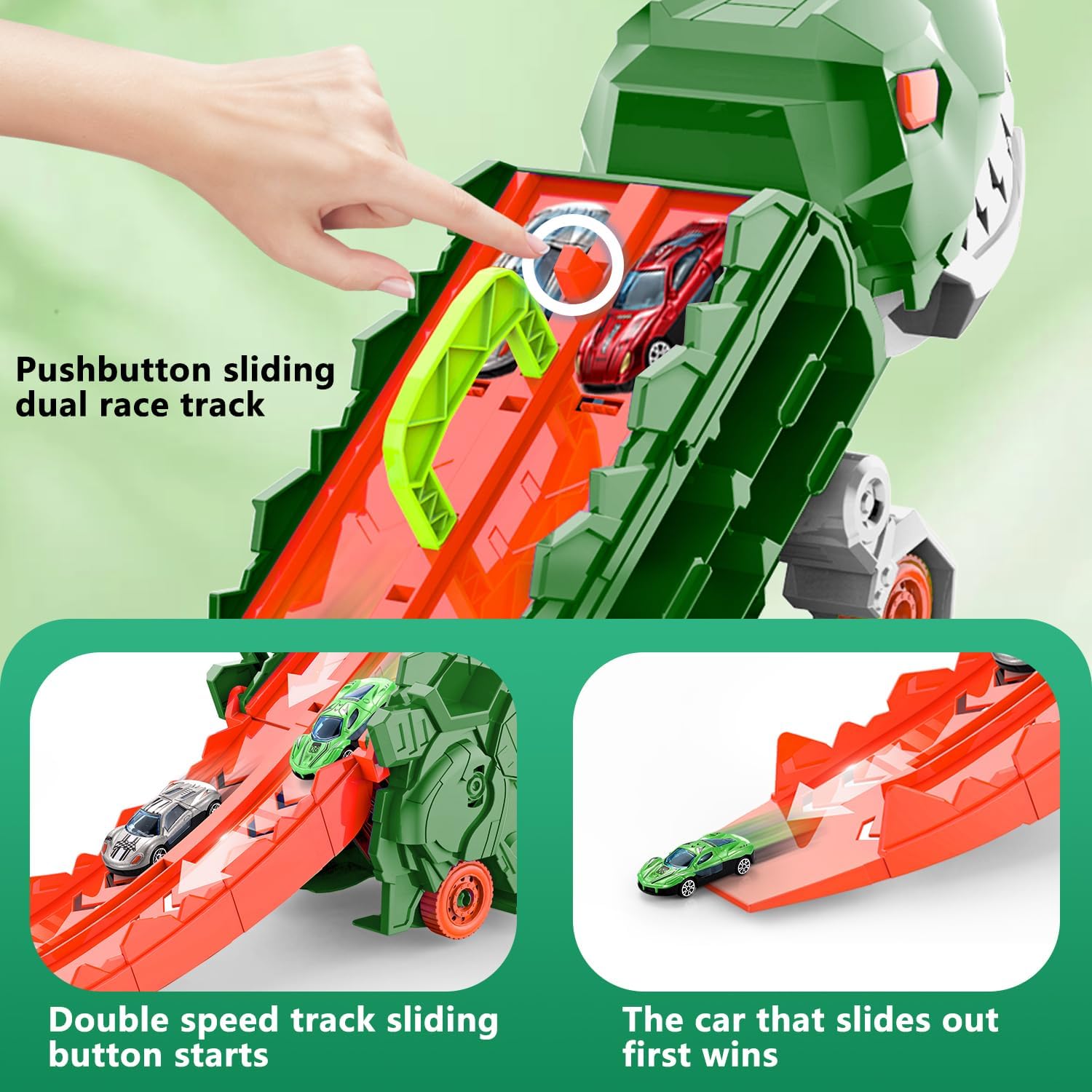 Trasportatore Dino City - Pista da Corsa & Camion Trasformabile