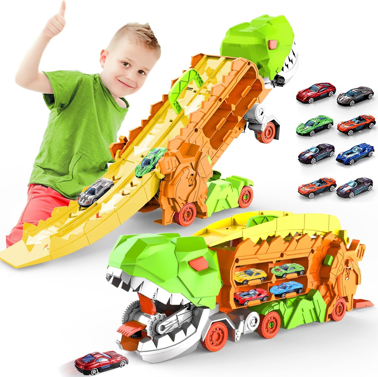 Trasportatore Dino City - Pista da Corsa & Camion Trasformabile