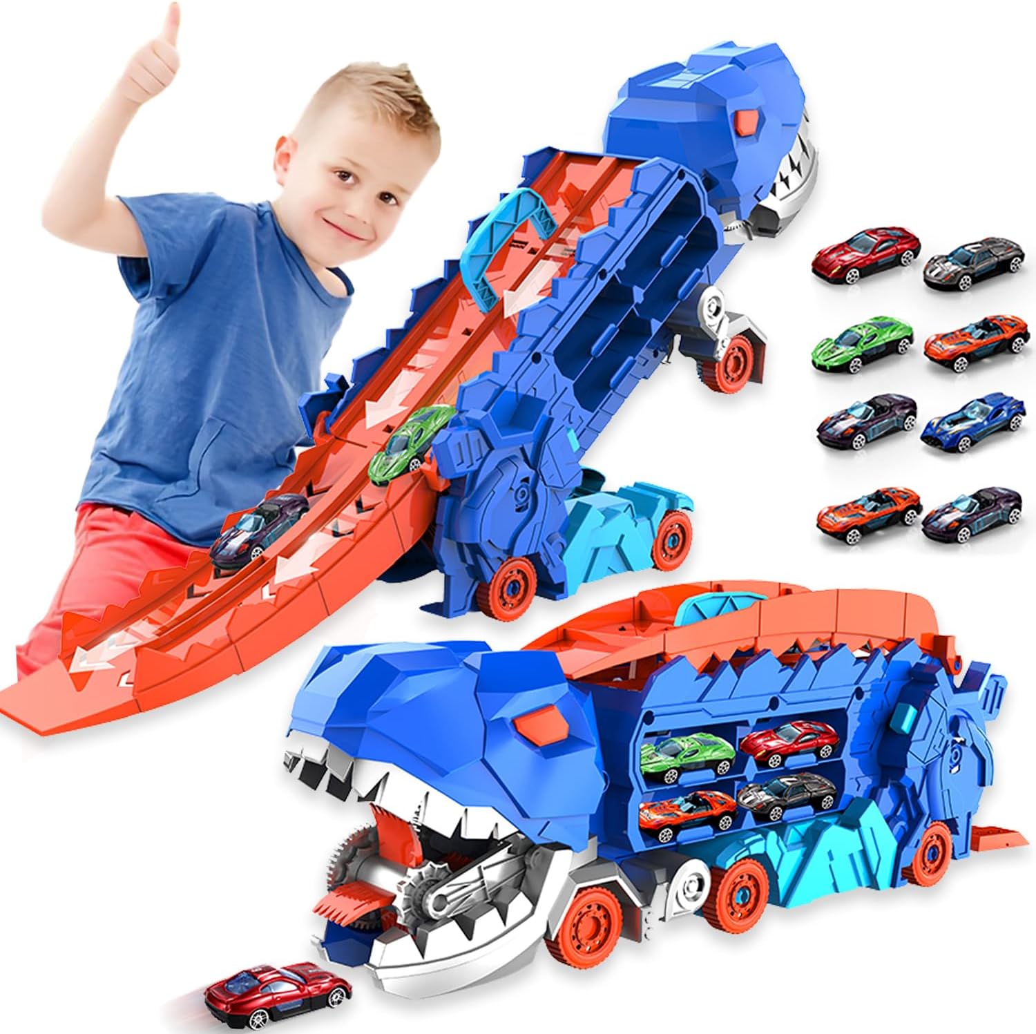 Trasportatore Dino City - Pista da Corsa & Camion Trasformabile
