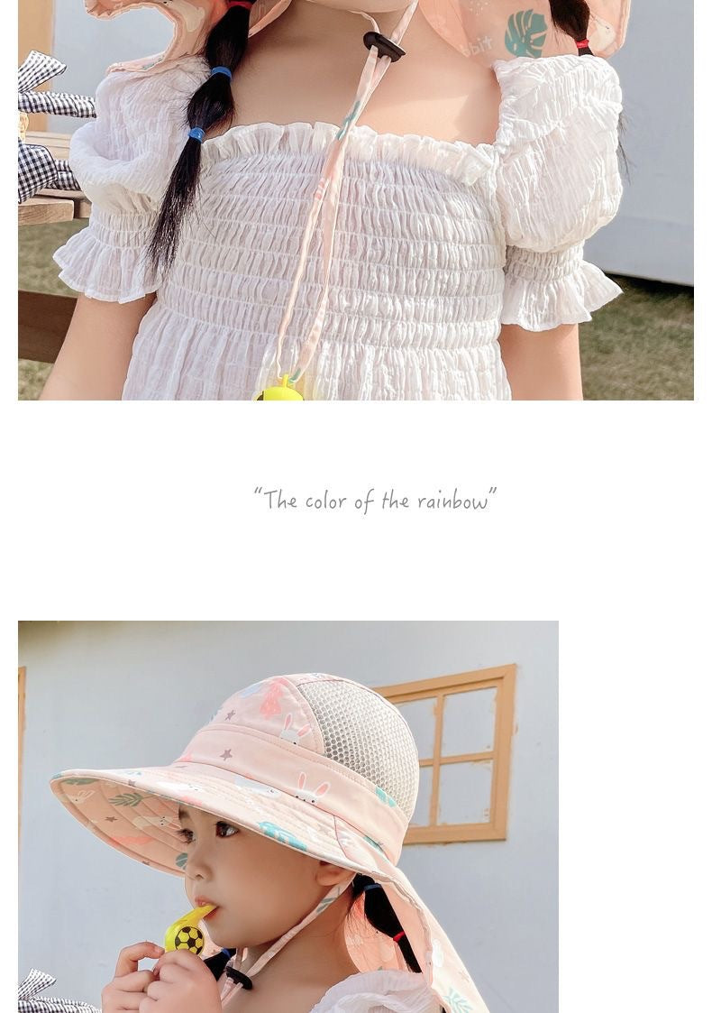 CAPPELLO DA SOLE ANTI-UV PER BAMBINI CON FISCHIO – CAPPELLO A CESTO ESTIVO PER RAGAZZI E RAGAZZE