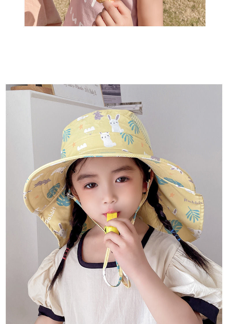 CAPPELLO DA SOLE ANTI-UV PER BAMBINI CON FISCHIO – CAPPELLO A CESTO ESTIVO PER RAGAZZI E RAGAZZE