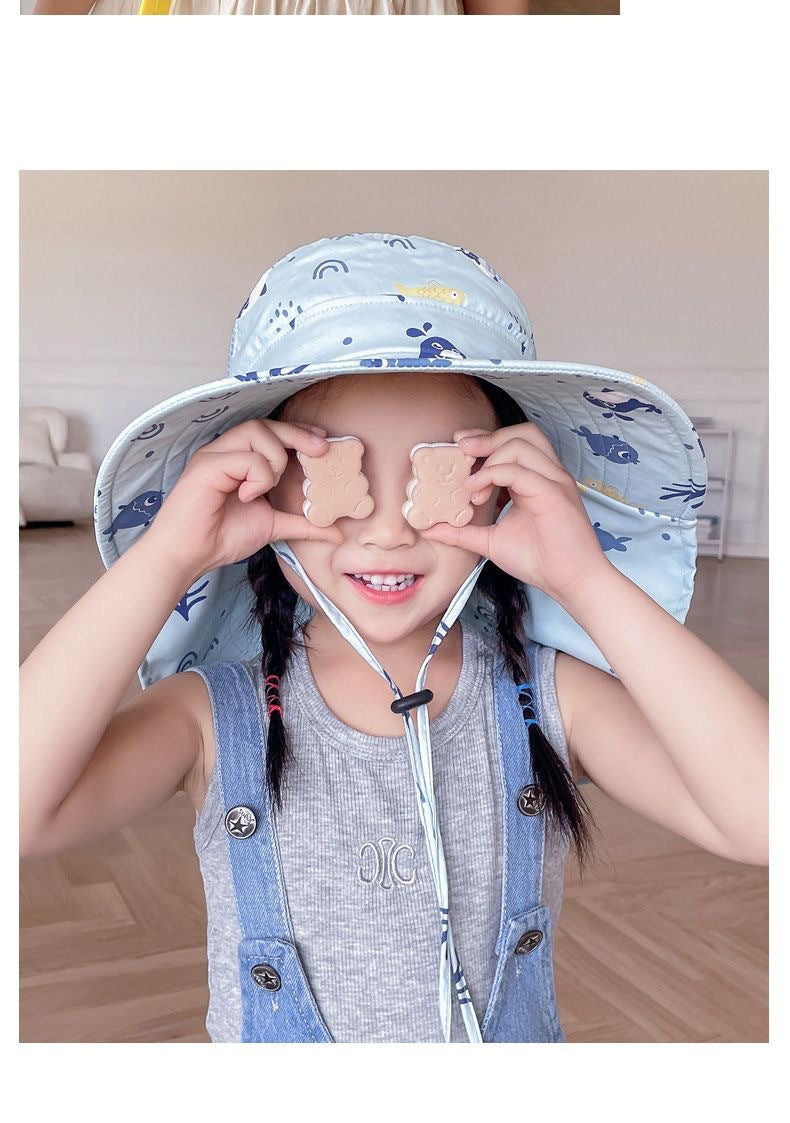 CAPPELLO DA SOLE ANTI-UV PER BAMBINI CON FISCHIO – CAPPELLO A CESTO ESTIVO PER RAGAZZI E RAGAZZE