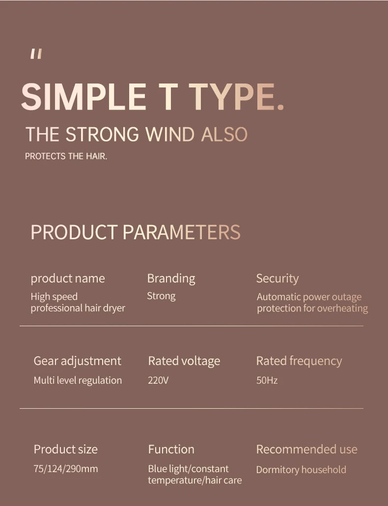 Asciugacapelli Professionale 2400W con Aria Fredda e Calda - Ioni Negativi - Asciugacapelli Potente per Risultati da Salone