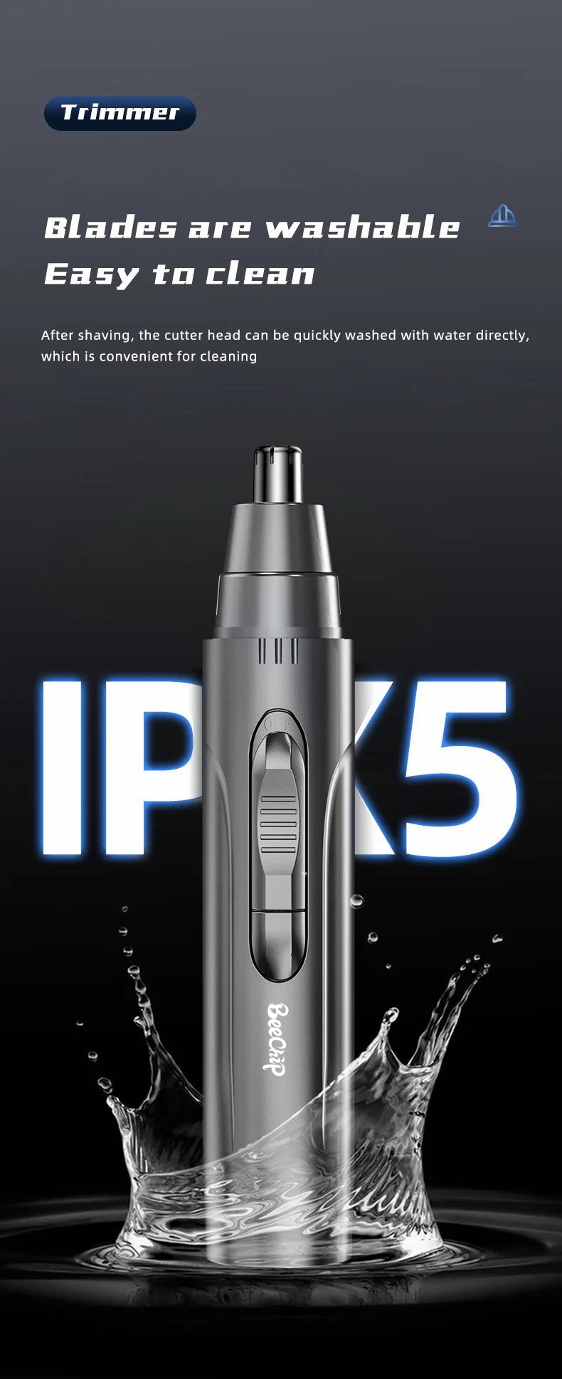 Rasoi professionale per peli del naso e delle orecchie senza dolore per uomini e donne – Ricaricabile