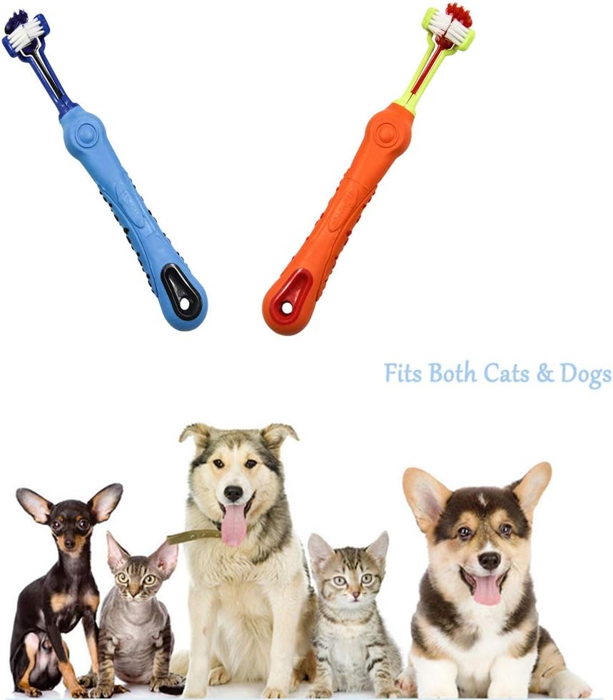 Spazzolino per Animali a 2 Parti e 3 Lati – Controllo dell'Infiammazione delle Gengive per Denti Sani