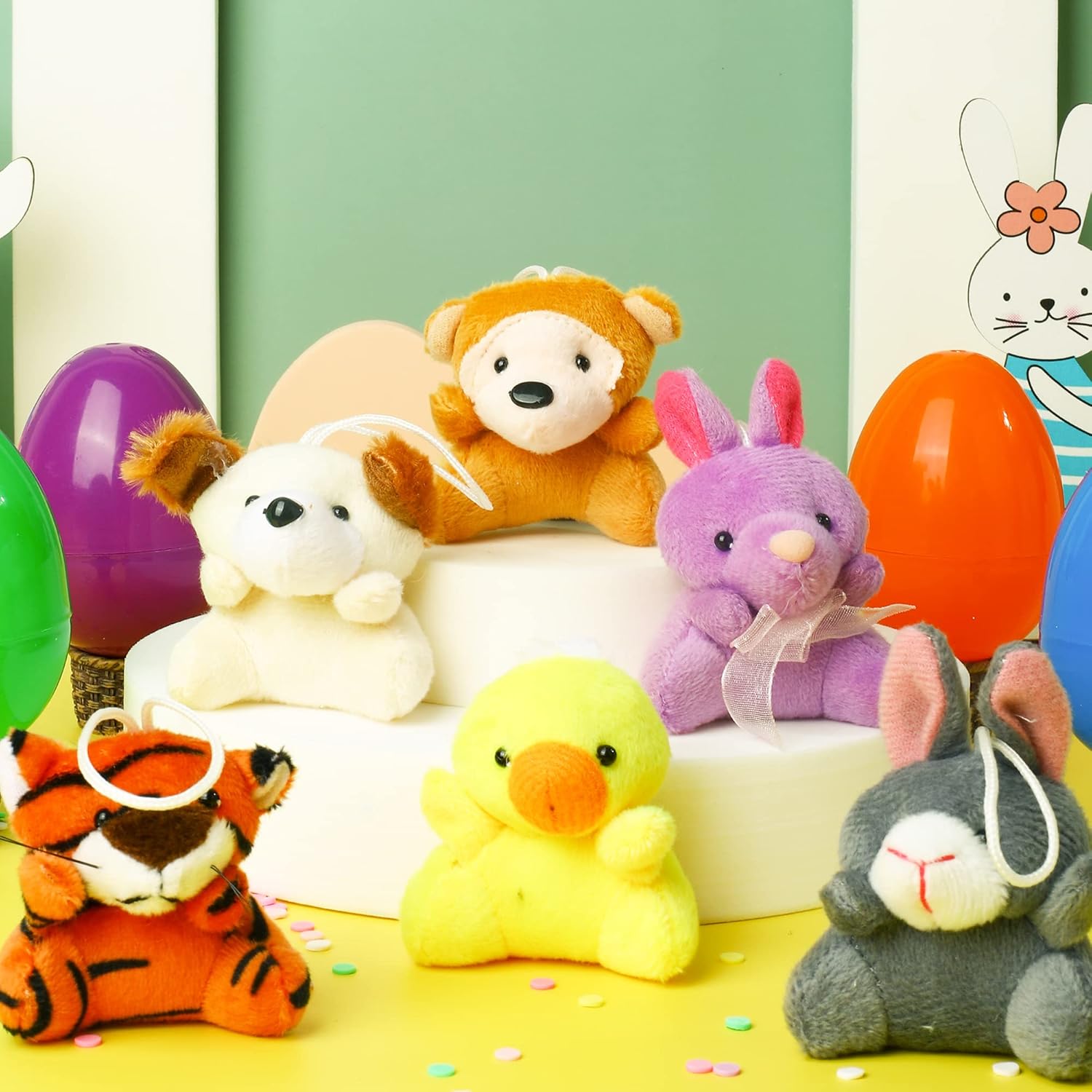 Uova di Pasqua di Peluche con Mini Animali per Bambini – Set di 12 Uova Sorprese