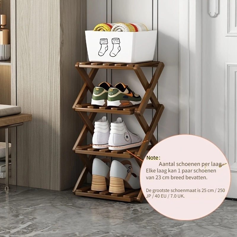 Scarpiera Funzionale in Bambù – Compatta e Flessibile per Spazi Ridotti