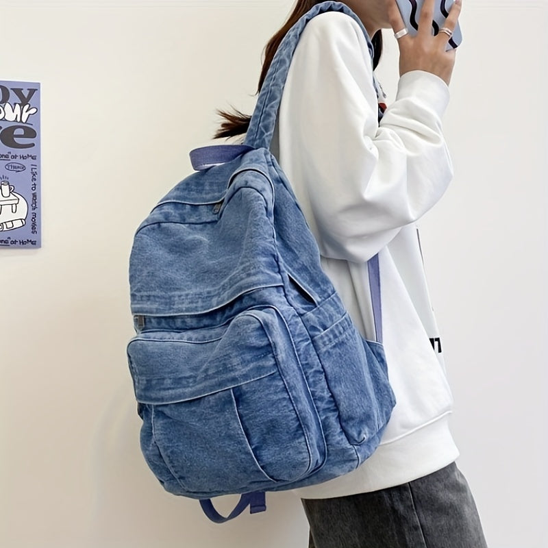 Zaino Casual in Denim – Borsa da Viaggio Trendy e Versatile per Uomini e Donne