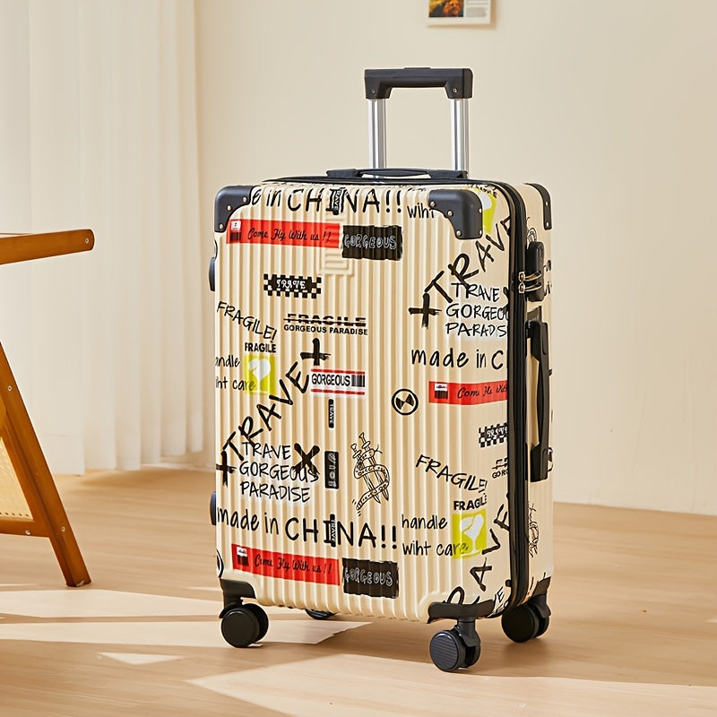 Valigia di Lusso con Graffiti a Tema Spaziale – Valigia da 24 Pollici con Ruote Girevoli e Lucchetto TSA