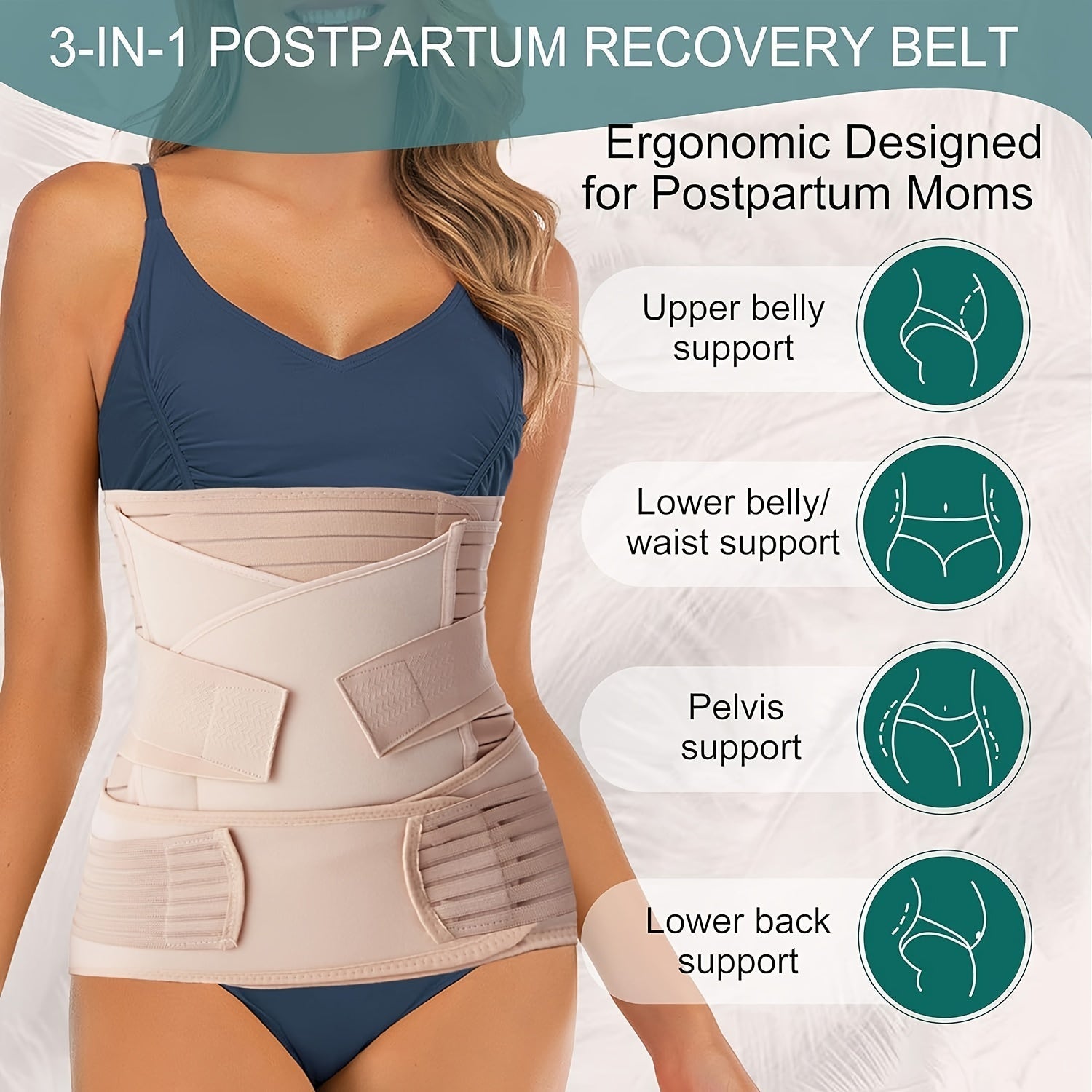 Fascia Postpartum 3-in-1 – Supporto Confortevole e Regolabile per il Recupero Postnatale