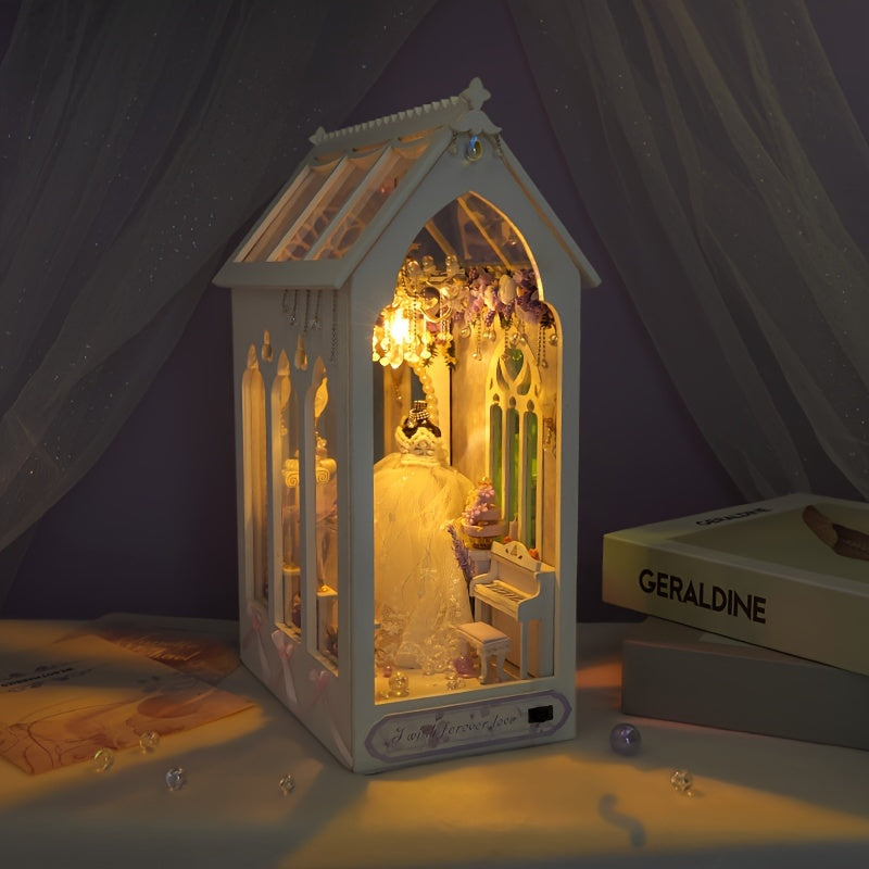 Abito da Sposa per Casa delle Bambole Fai-da-Te – Set di Costruzione 3D con Illuminazione e Mobili Decorativi