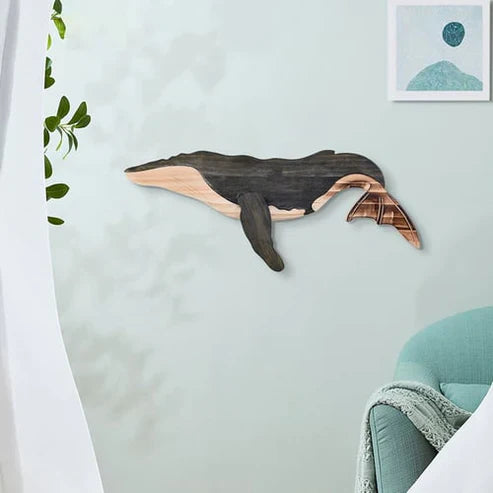 Decorazione da parete in legno di balena OceanHaven Pine | Elegante decorazione marittima artigianale per case moderne