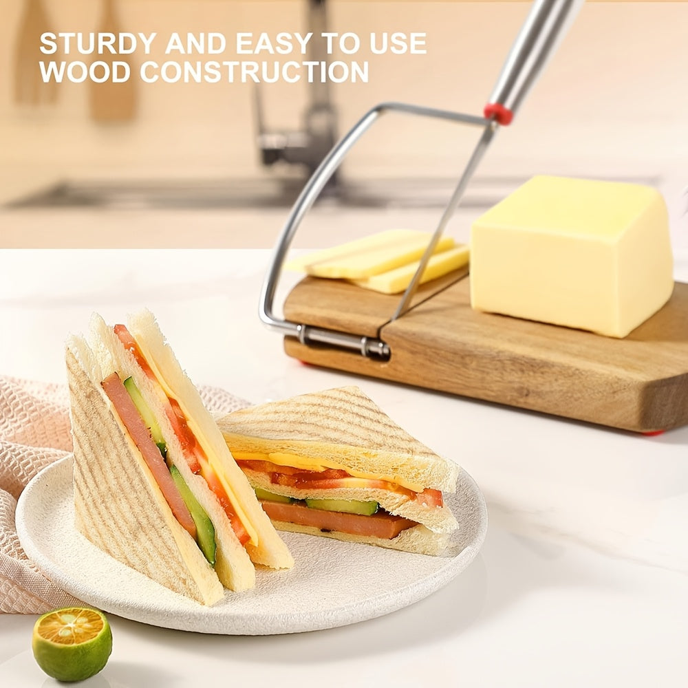 Affettatrice per Formaggi in Acacia Artigianale – Coltello in Acciaio Inossidabile su Elegante Base in Legno