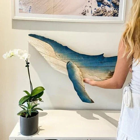Decorazione da parete in legno di balena OceanHaven Pine | Elegante decorazione marittima artigianale per case moderne