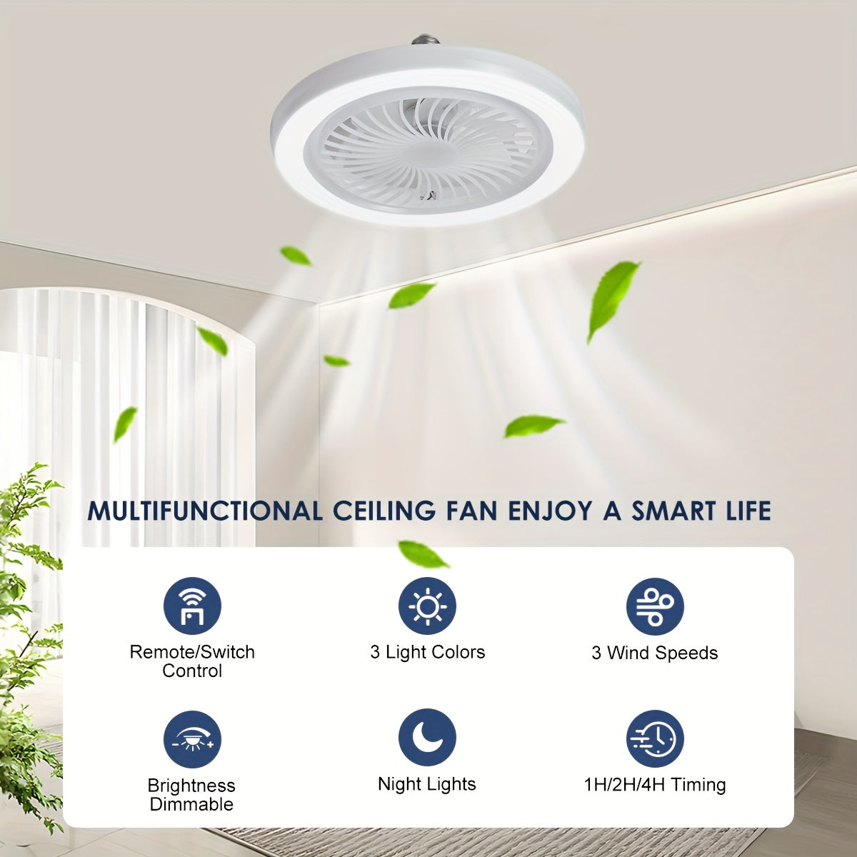 Luce a Ventola da Soffitto LED Slim – Dimmerabile e Silenziosa