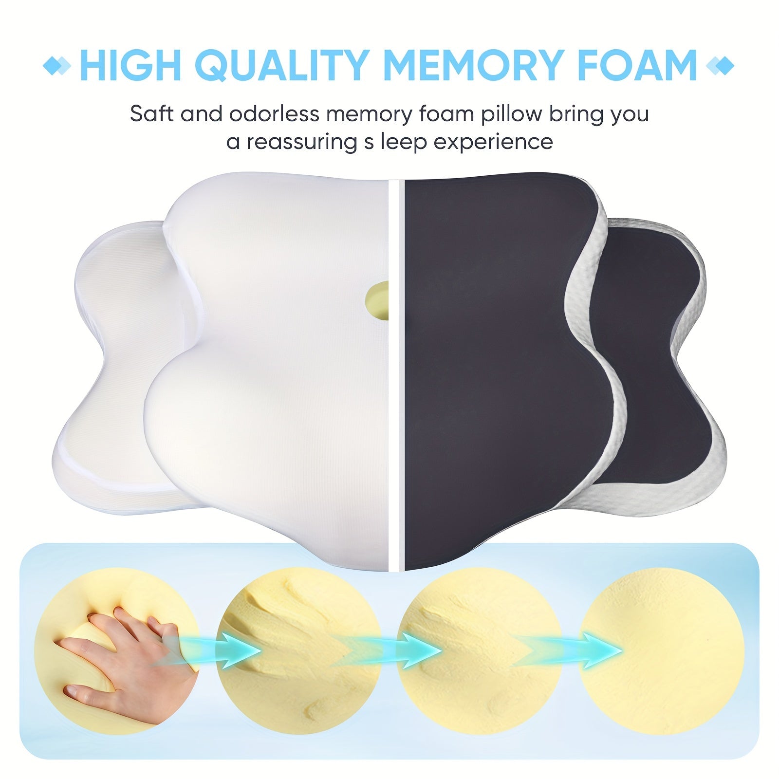 Cuscino Ergonomico in Memory Foam per il Collo – Per Comfort e Supporto Ottimali Durante la Notte