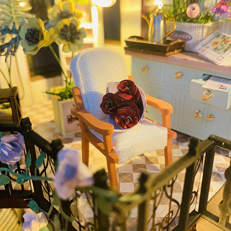 Casa Miniatura Greenhouse Fai-da-te con Illuminazione – Puzzle 3D Fatti a Mano per Decorazione Creativa