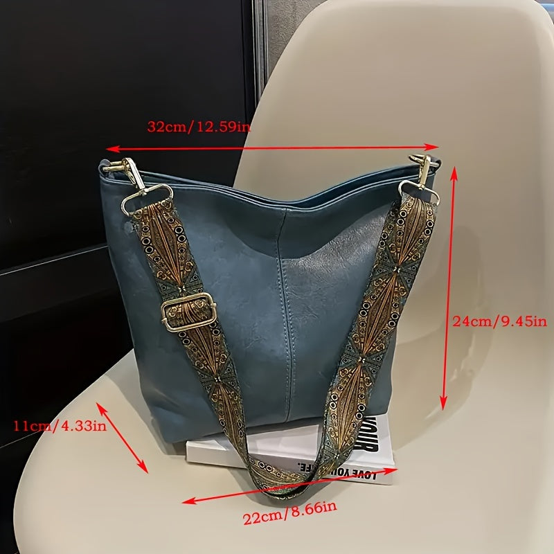 Borsa Geometrica Ampia – Borsa a Spalla di Grande Capacità con Stile Retrò