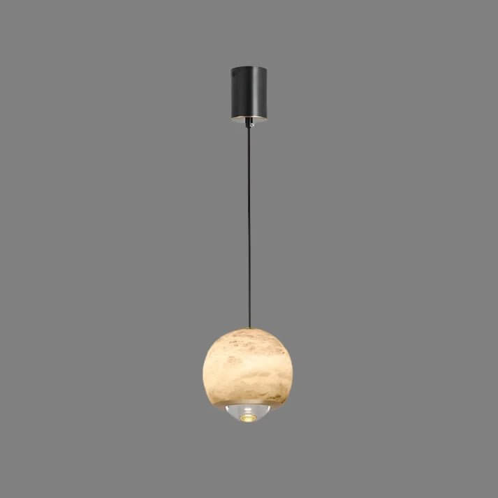 Lampadario - Sfera di Vetro Alabastro con Base in Marmo