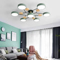 Lâmpada de teto LED moderna com vários braços – design minimalista com detalhes em madeira