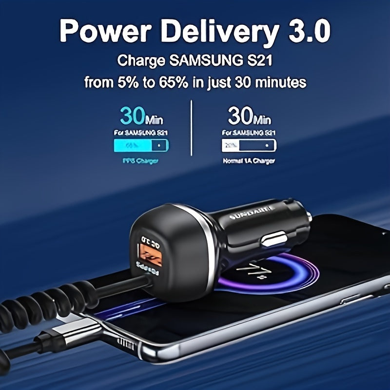 Caricatore per auto USB-C ricaricabile veloce da 51W – Per la ricarica super veloce di più dispositivi