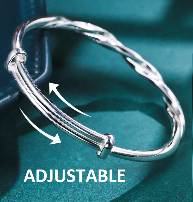 Bracciale d'Argento Intrecciato - Design Elegante e Regolabile