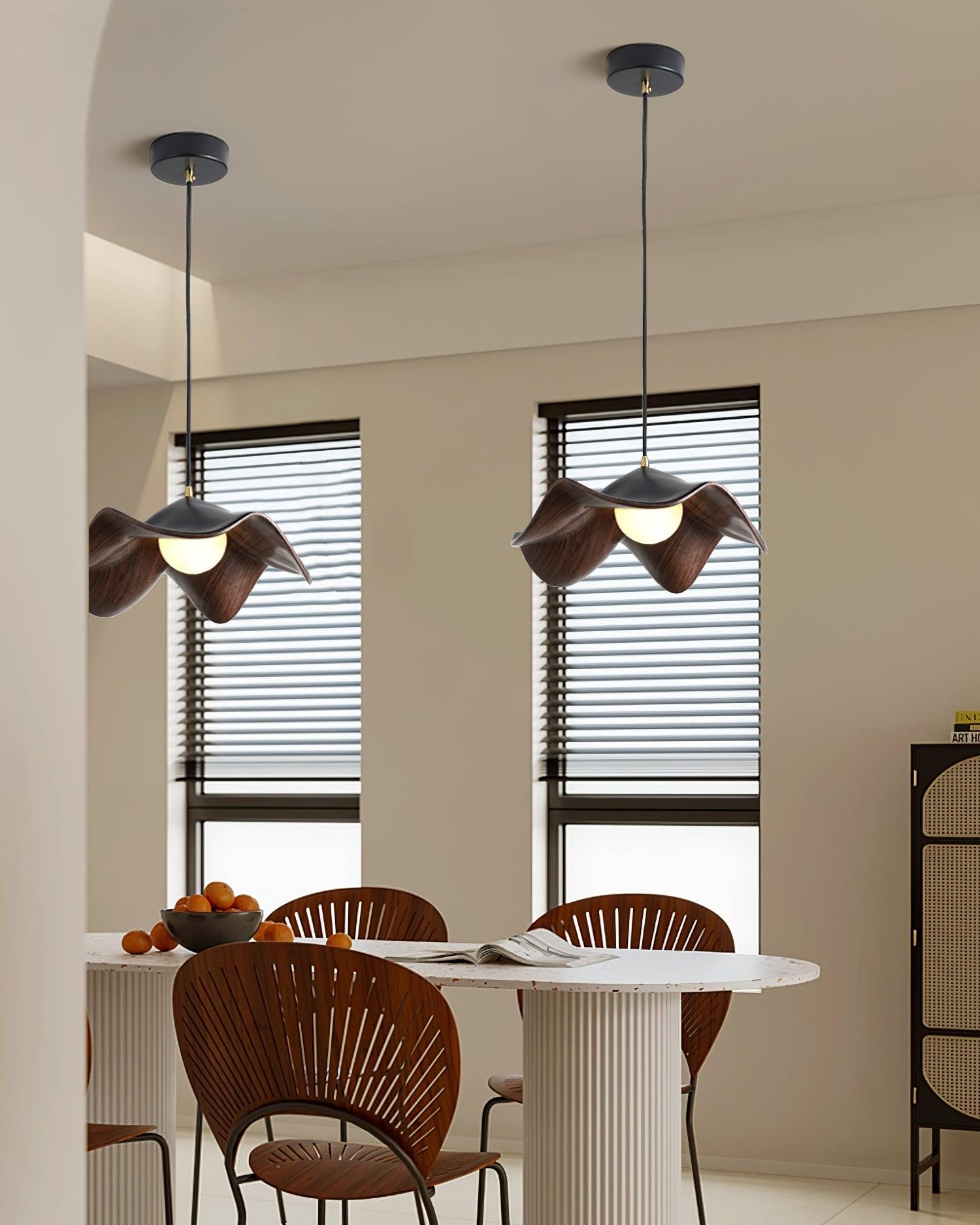 ElementBois Lampada a Sospensione - Design Lotus in Resina