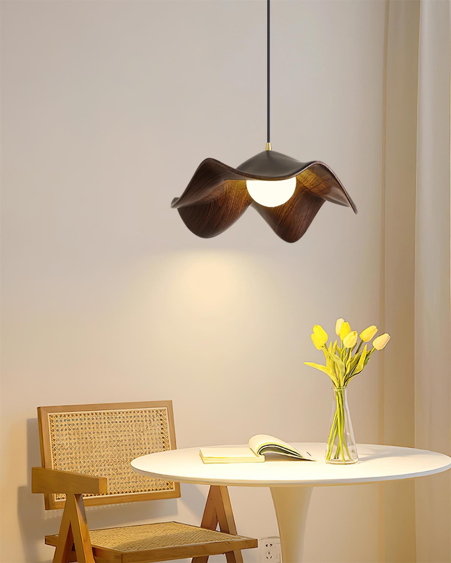 ElementBois Lampada a Sospensione - Design Lotus in Resina