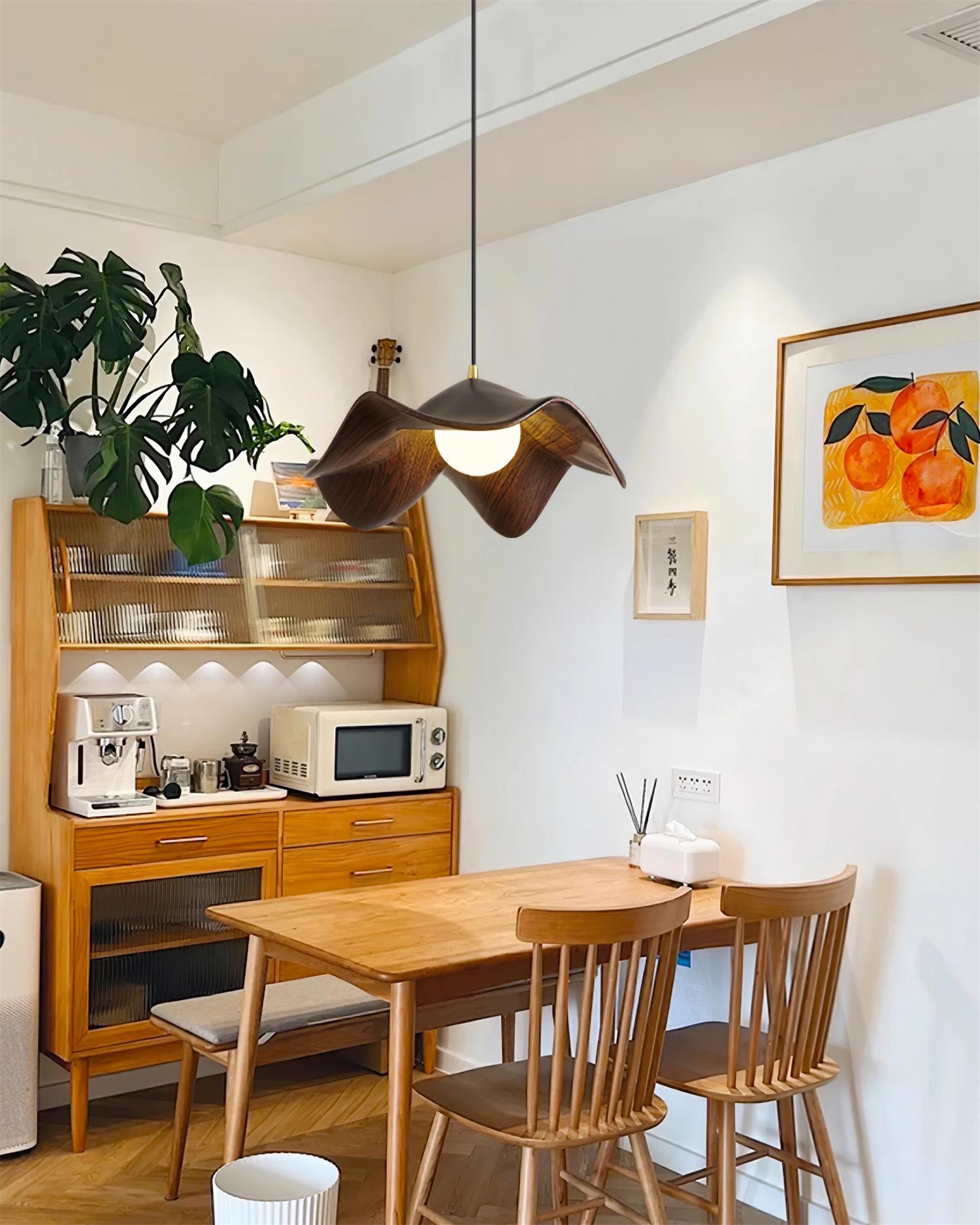 ElementBois Lampada a Sospensione - Design Lotus in Resina