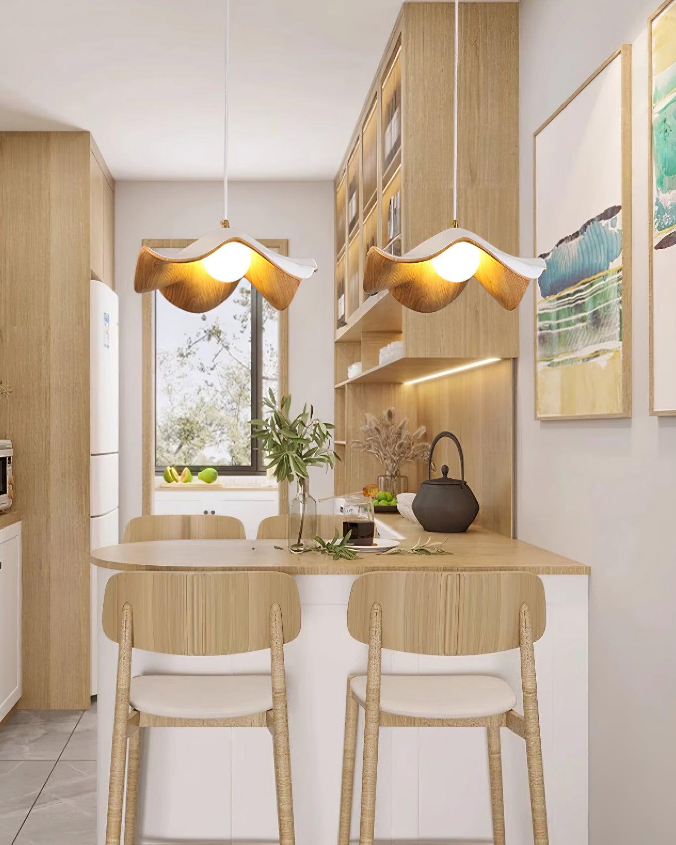 ElementBois Lampada a Sospensione - Design Lotus in Resina