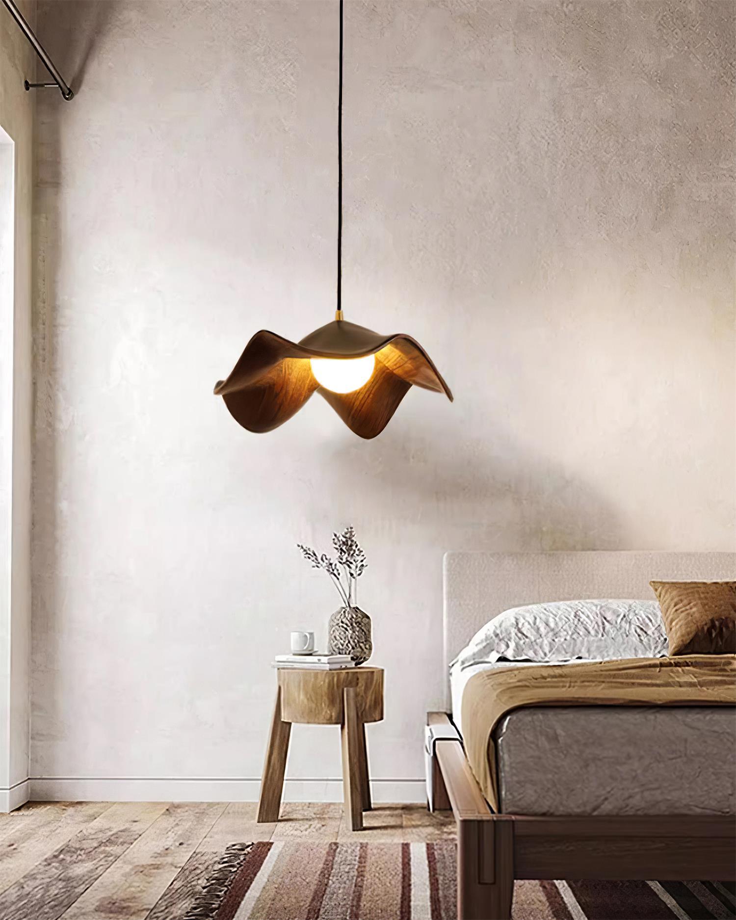 ElementBois Lampada a Sospensione - Design Lotus in Resina