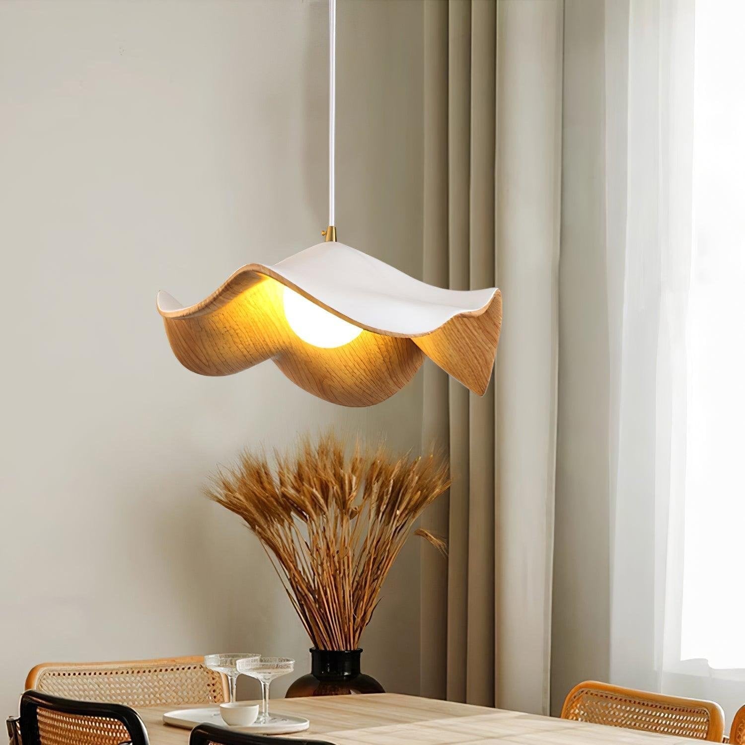 ElementBois Lampada a Sospensione - Design Lotus in Resina