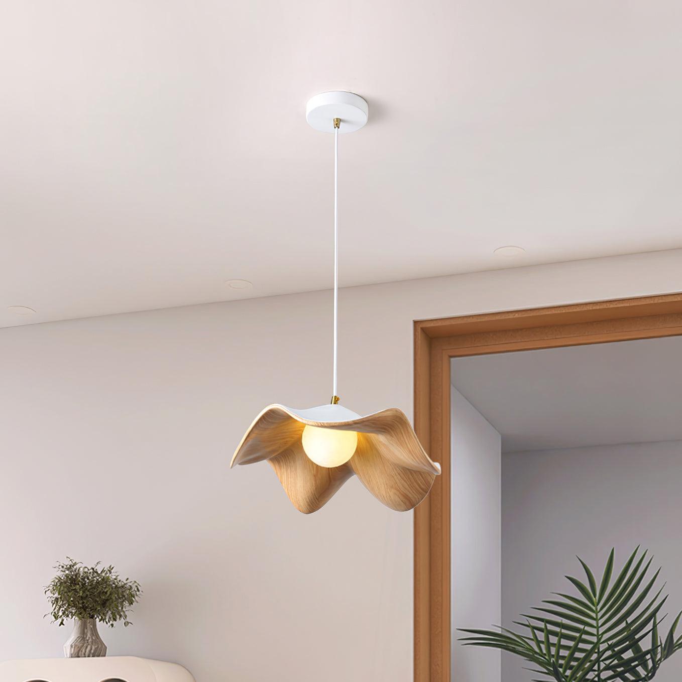 ElementBois Lampada a Sospensione - Design Lotus in Resina